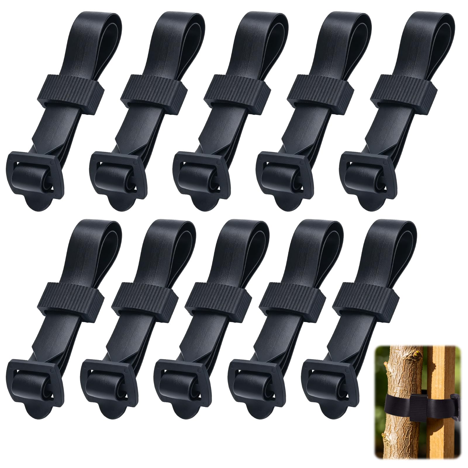 10 Pcs Heavy Duty Rubber Tree Straps, 30cm Adjustable Tree Ties for Staking