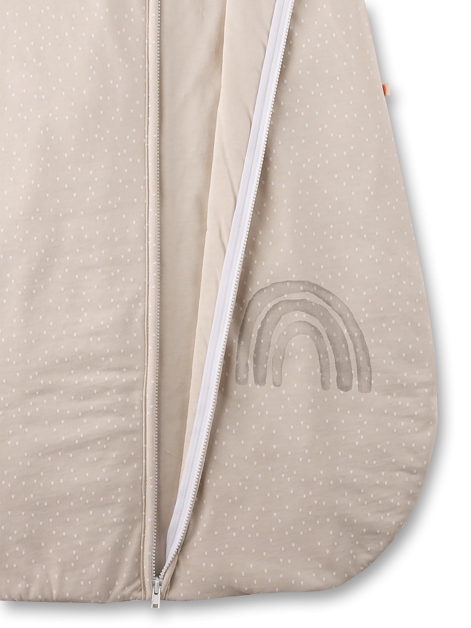 Sanetta Baby-Schlafsack Beige | Praktischer und bequemer Unisex-Schlafsack aus Bio-Baumwolle. Baby-Schlafsack mit Reißverschluss und Regenbogen-Print | Baby Sleeping Bag