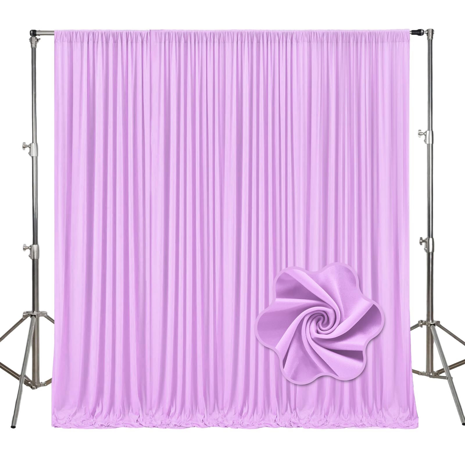 Photo 1 of 10ft x 10ft Light Purple Backdrop Curtains for Parties, Polyester Fabric Backdrop Drapes with Rod Pockets for Weddings, Birthday, Halloween, Photography, Christmas Party Background Curtain, 2 Panels
