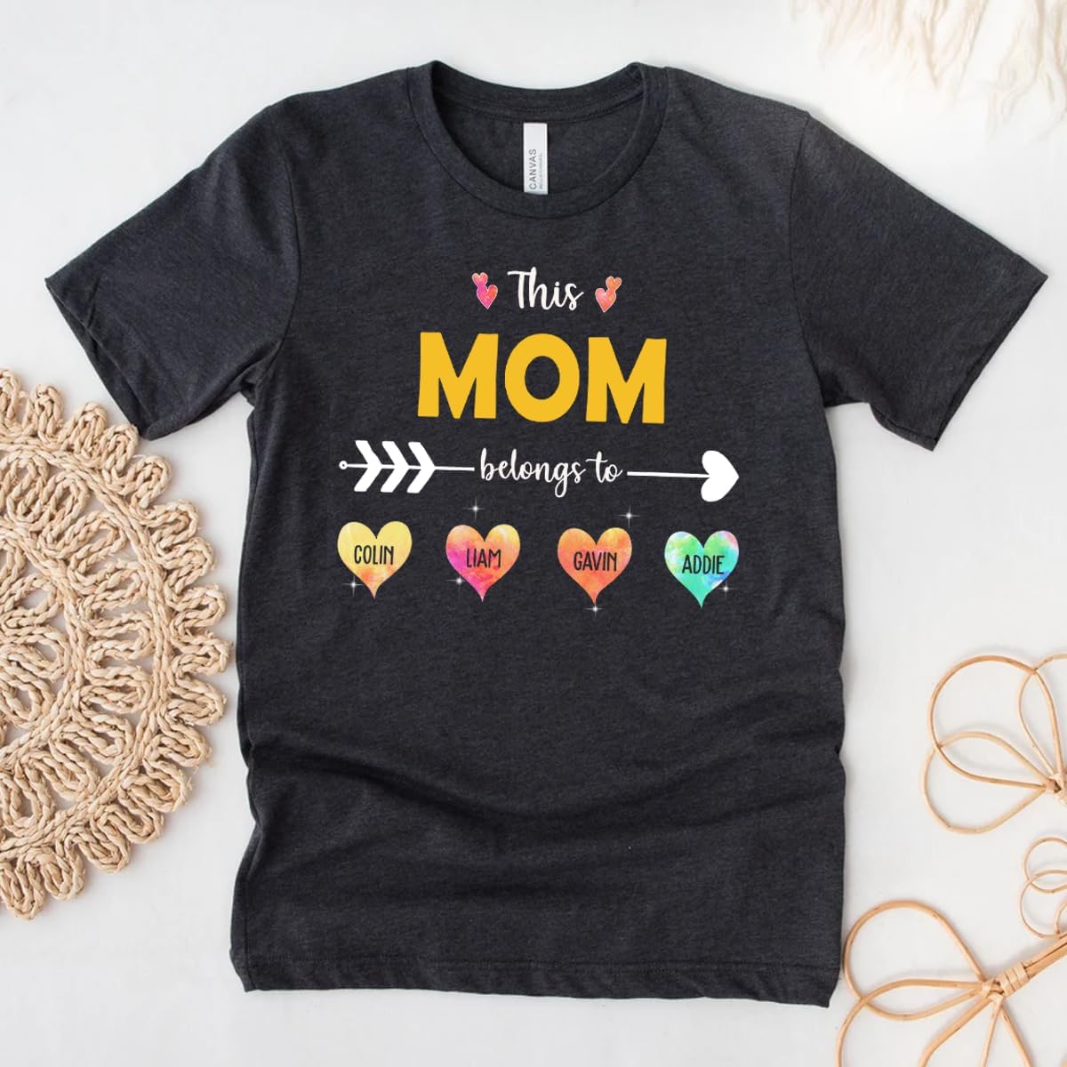 Generic Personalized Grandma Shirt, Custom Grandma & Grandkids Hearts Gift, Women's Cotton T-Shirt, S to 4XL - Image 3