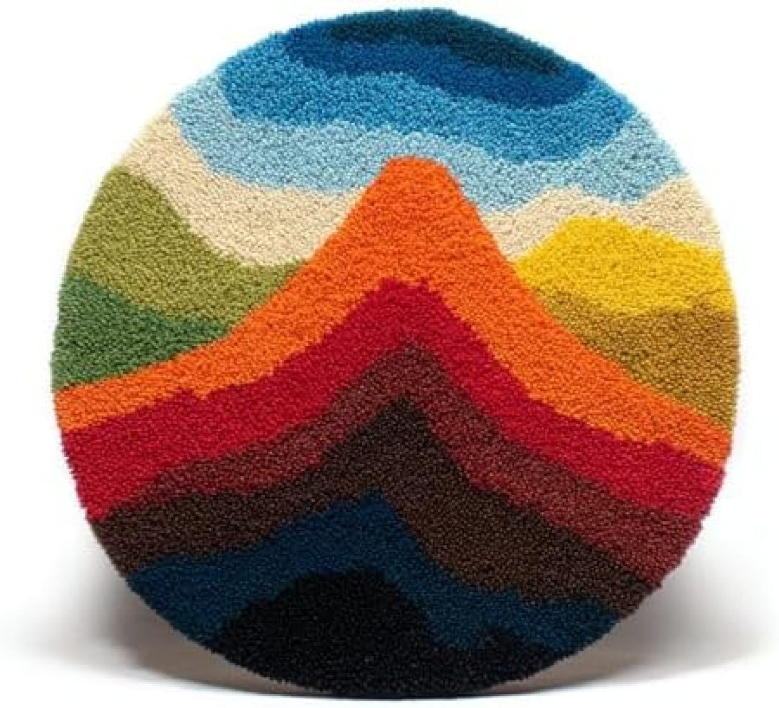 XDEGHUANGSS Latch Hook Rug Kit Volcanic Cone Round Rug 52x52cm
