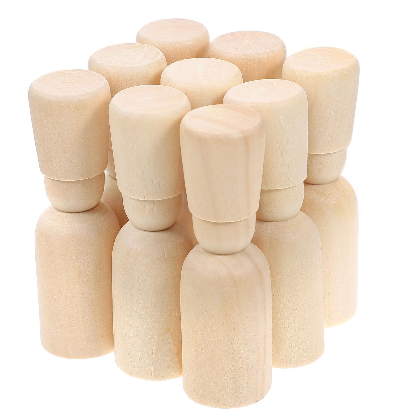 ORFOFE 20 Muñecas de Madera Peg sin Terminar para Pintar, Kit DIY con Cuerpo de Clavija de Madera Beige, Mejora la Habilidad Manual, sin Rebabas para Niños en Juegos Creativos
