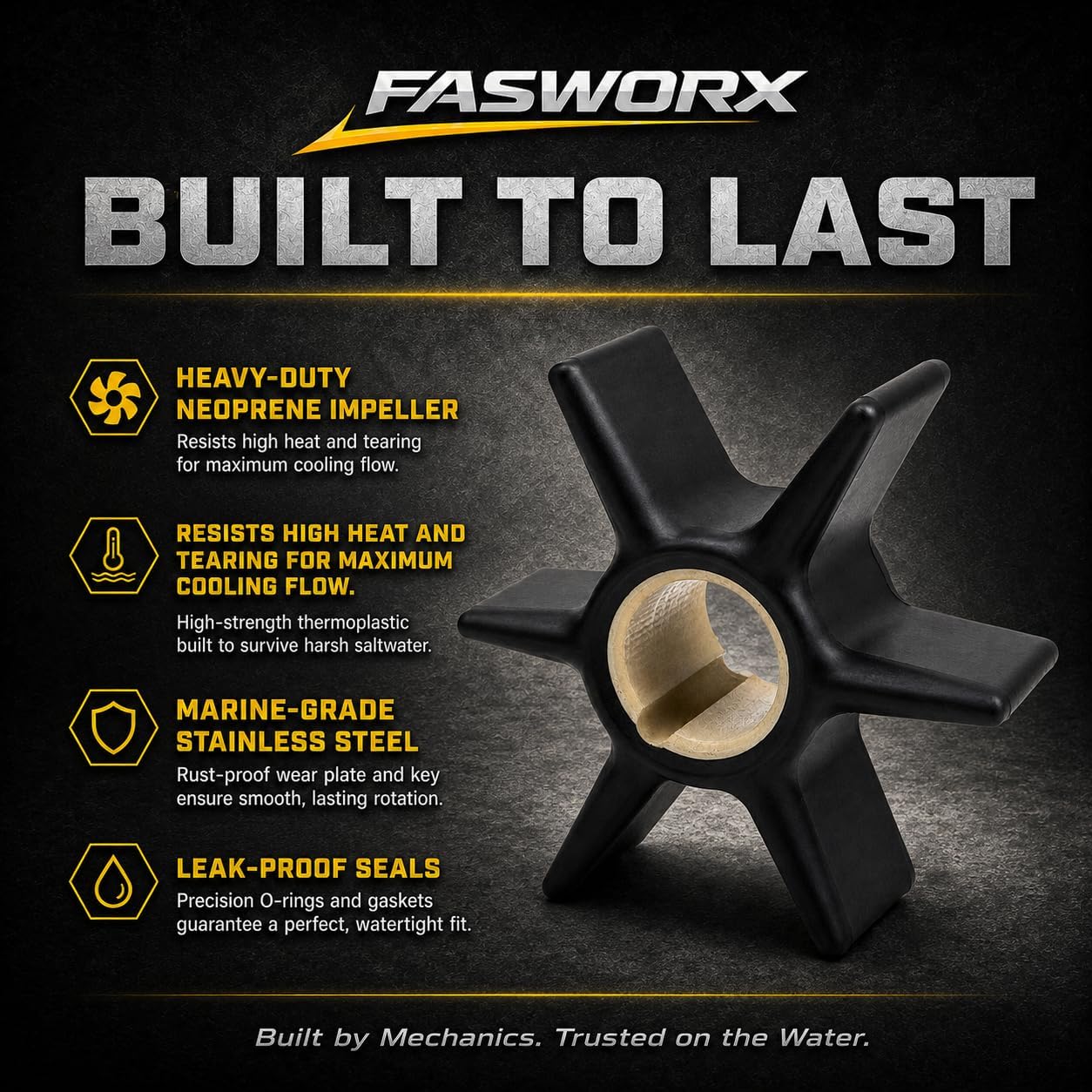 FASWORX 817275A5 Complete Water Pump Rebuild Impeller Kit Replaces 817275Q05, 18-3147 - Compatible with MerCruiser Alpha One Gen 2, Vazer Drives & Mercury Mariner 200 225 250 HP 3.0L V6 Outboard