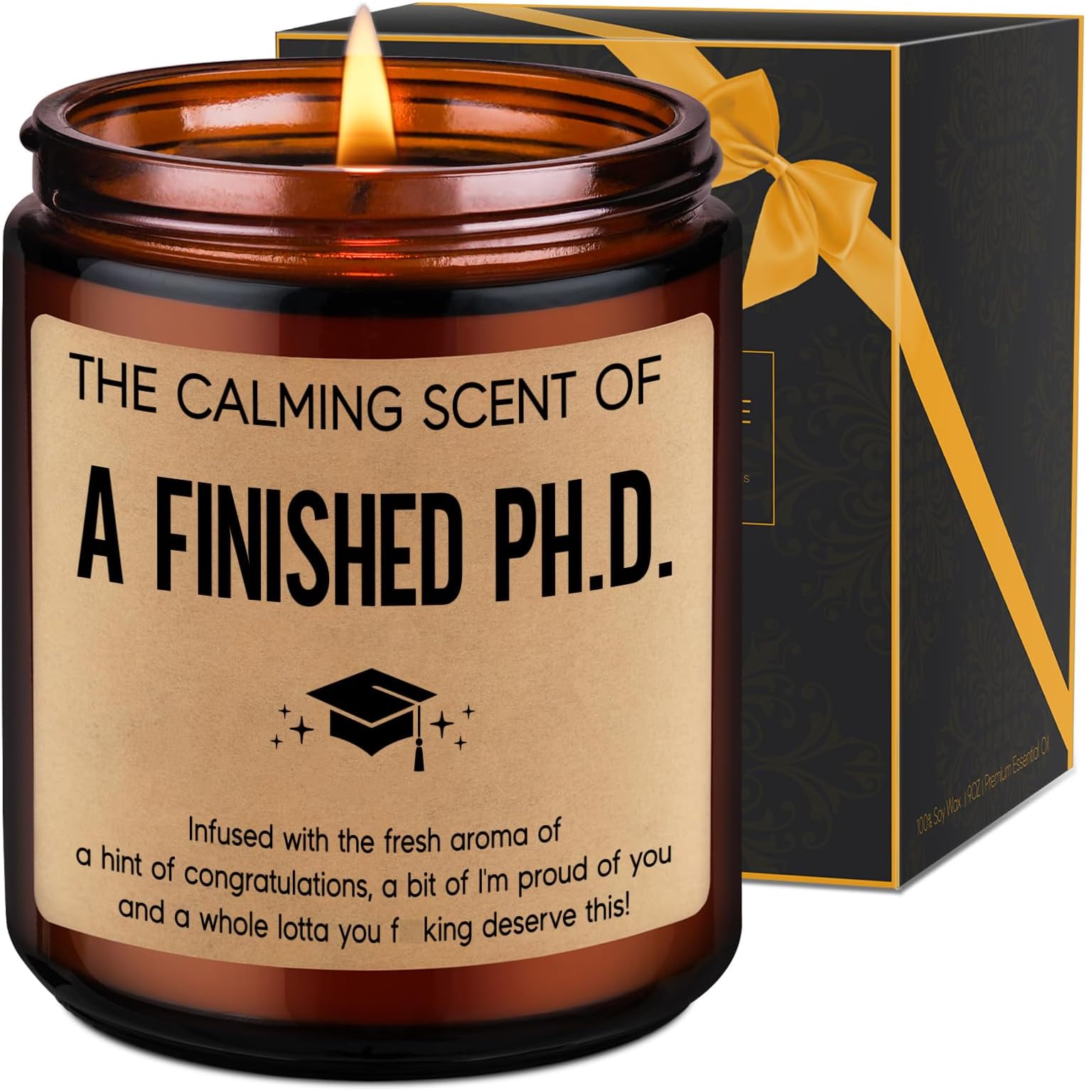 LEADO Grad Candle, PhD Graduation Gifts, Doctorate Degree Present for Women, 2026 Graduation Gifts for Her, Him - Funny Dissertation, Congrats Grad Present for Doctoral Graduates, PhD Students