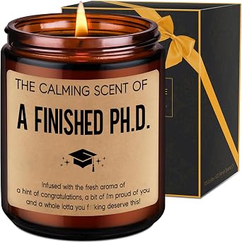 LEADO Grad Candle, PhD Graduation Gifts, Doctorate Degree Present for Her, Him, 2026 Graduation Gifts for Women - Funny Dissertation, Congrats Grad Present for Doctoral Graduates, PhD Students