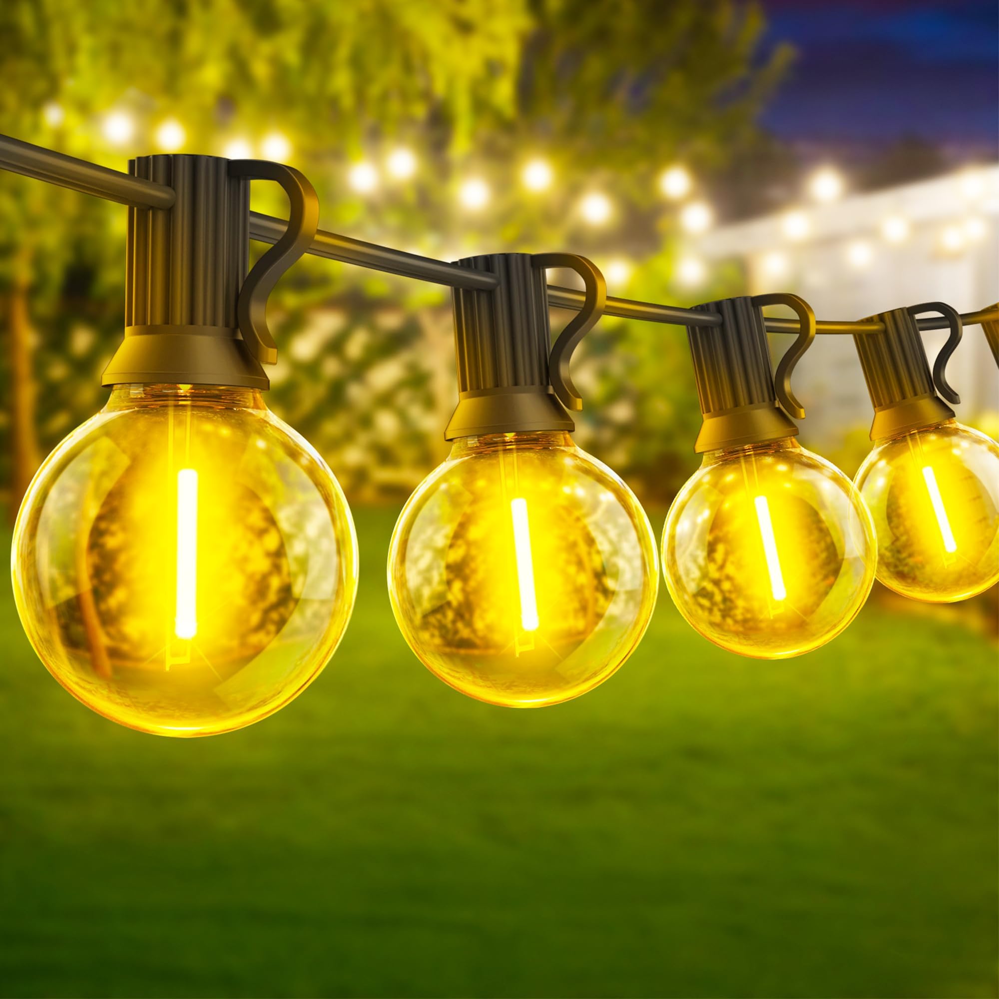 Warlisou Garden String Light 15M Waterproof LED Festoon Lights Outdoor Indoor Globe String Lights for Garden, Yard, Wedding, Christmas, Backyard, Terrace, Party, Patio