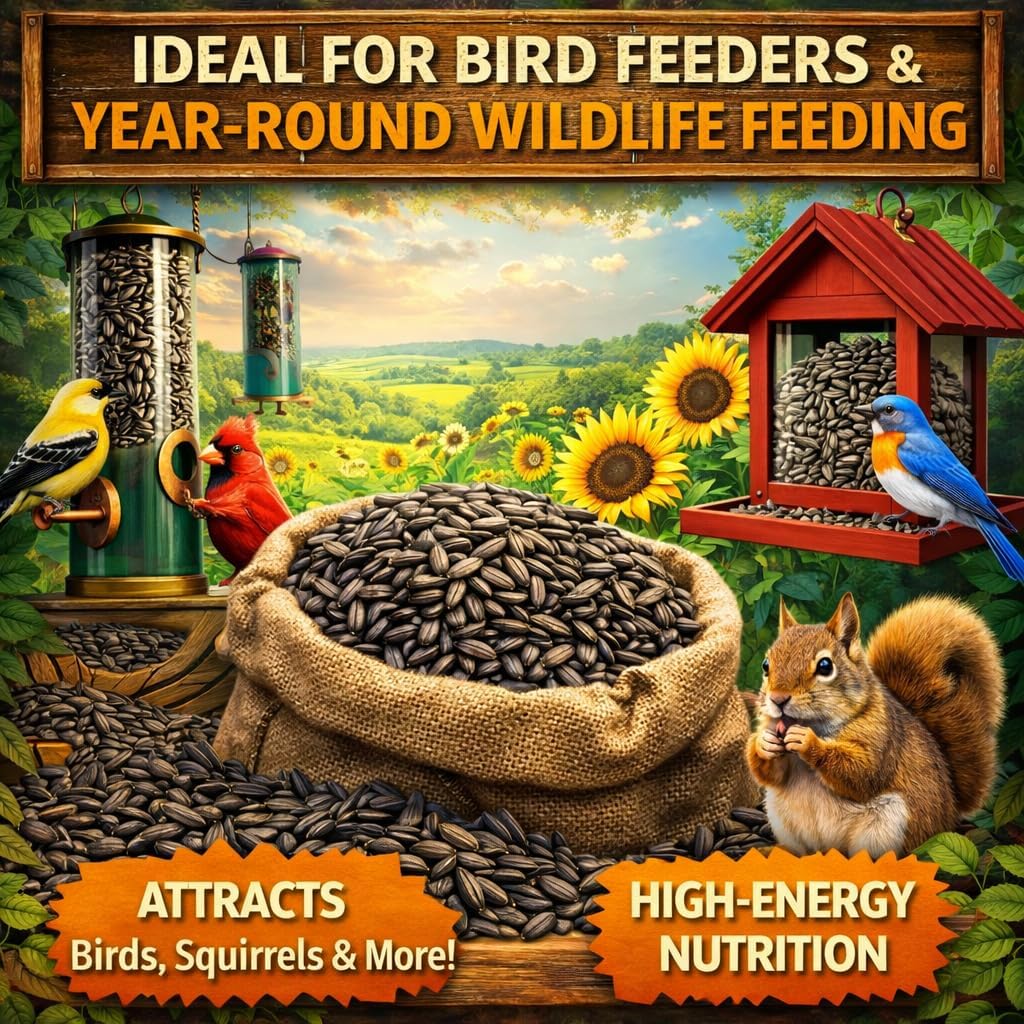 Office Roast Premium Black Sunflower Seeds – | 8 LB Bulk Value Pack | Natural Wild Bird Seed for Backyard Feeders, High-Energy Food for Songbirds