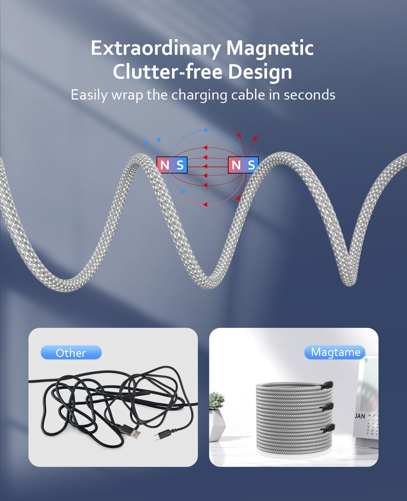 Magtame Cavo i-Phone USB C, 30W Magnetico Organizzato Certificato MFi 1M Caricabatterie i-Phone Carica Rapida Nylon Cavo i-Phone per i-Phone 14/13/12/11/Pro/Pro Max/X/XS/XS Max/XR/8/8 Plus/7/7