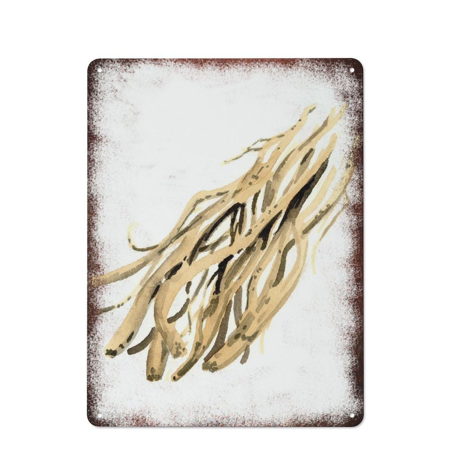 peiyeety Metal Tin Sign Retro Distressed Vintage Rustic Metal Ginger Root Watercolor Print Wall Art Decor for Home Kitchen Bedroom Bathroom Farmhouse Living Room Office Apartment 8x12 Inch