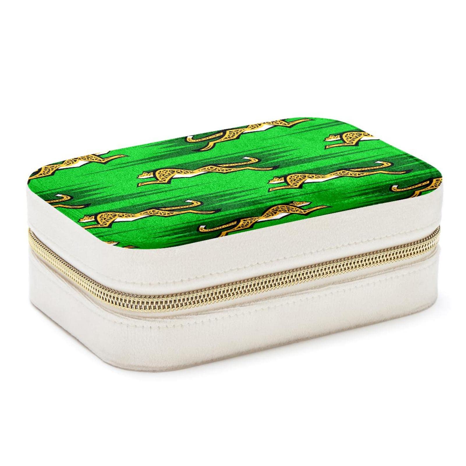 Boîte à bijoux de voyage Onrushing verte au motif guépard pour vos déplacements