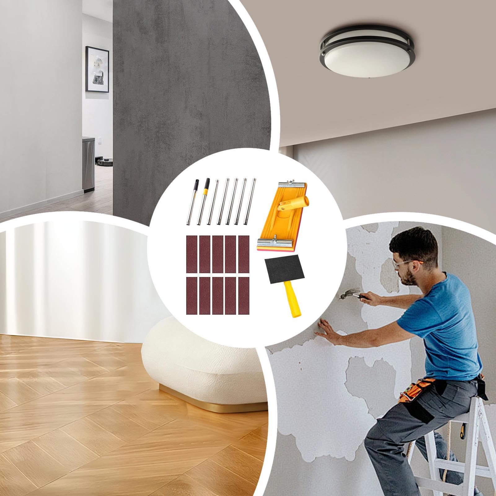 Lijadora de pared con herramientas manuales de varilla extensible