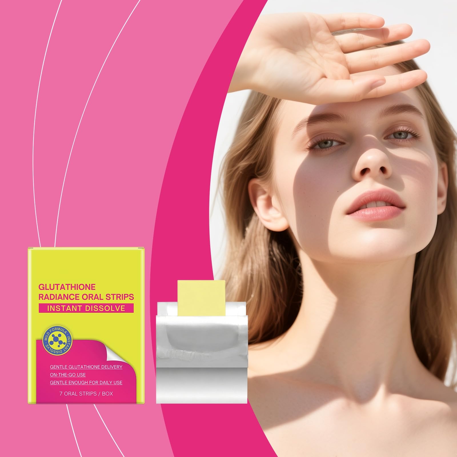 orales à dissolution instantanée de glutathion liposomal | Prise en charge de l’état cellulaire de la peau | Formule d'absorption facile | 7 bandes par boîte,2pcs