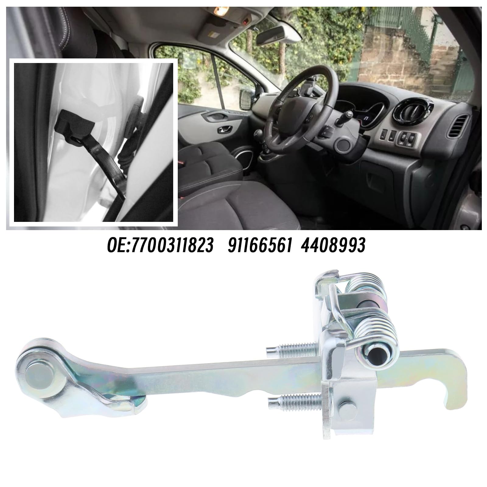 SG Store Bras de Butée Sangle de Contrôle Charnière de Porte Latérale Avant Gauche et Droite Compatible avec Trafic Mk2 Vivaro Mk1 Primastar 7700311823 91166561 4408993