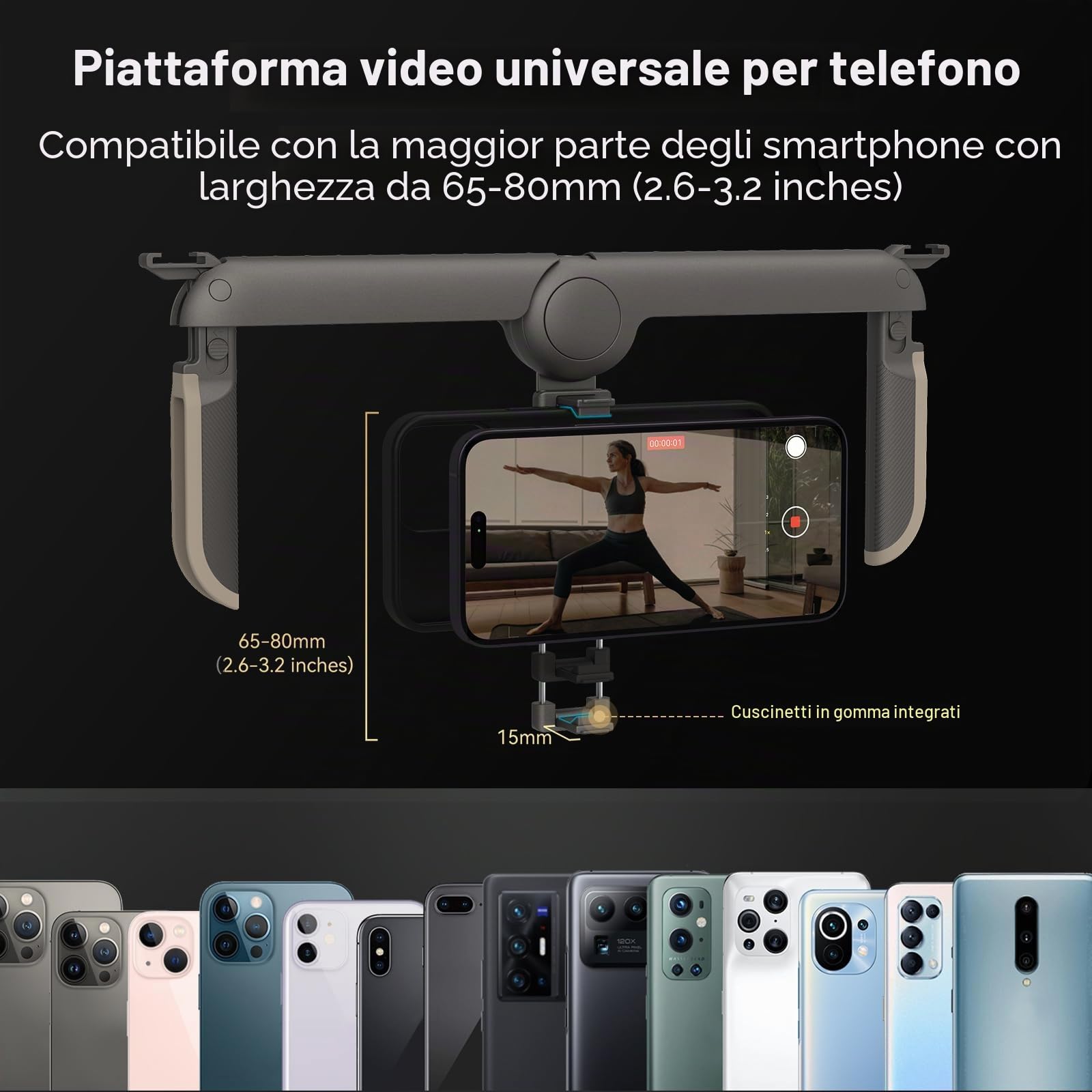 SMALLRIG Smartphone Video Rig Pieghevole, Phone Rig per Vlogging per Videomaker per iPhone 15/14/13/12 Pro Max per Samsung S10+ S10 S9 per Huawei P30 Pro e Altri Telefoni Android - 4047