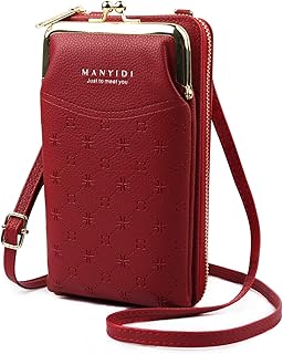 Portafoglio Donna Borse a Tracolla da Donna Borsa Piccola Tracolla Donna Piccola Borsa per Cellulare Mini Cellulare Portafogli Donna con Tracolla Staccabile Regolabile (Rosso)