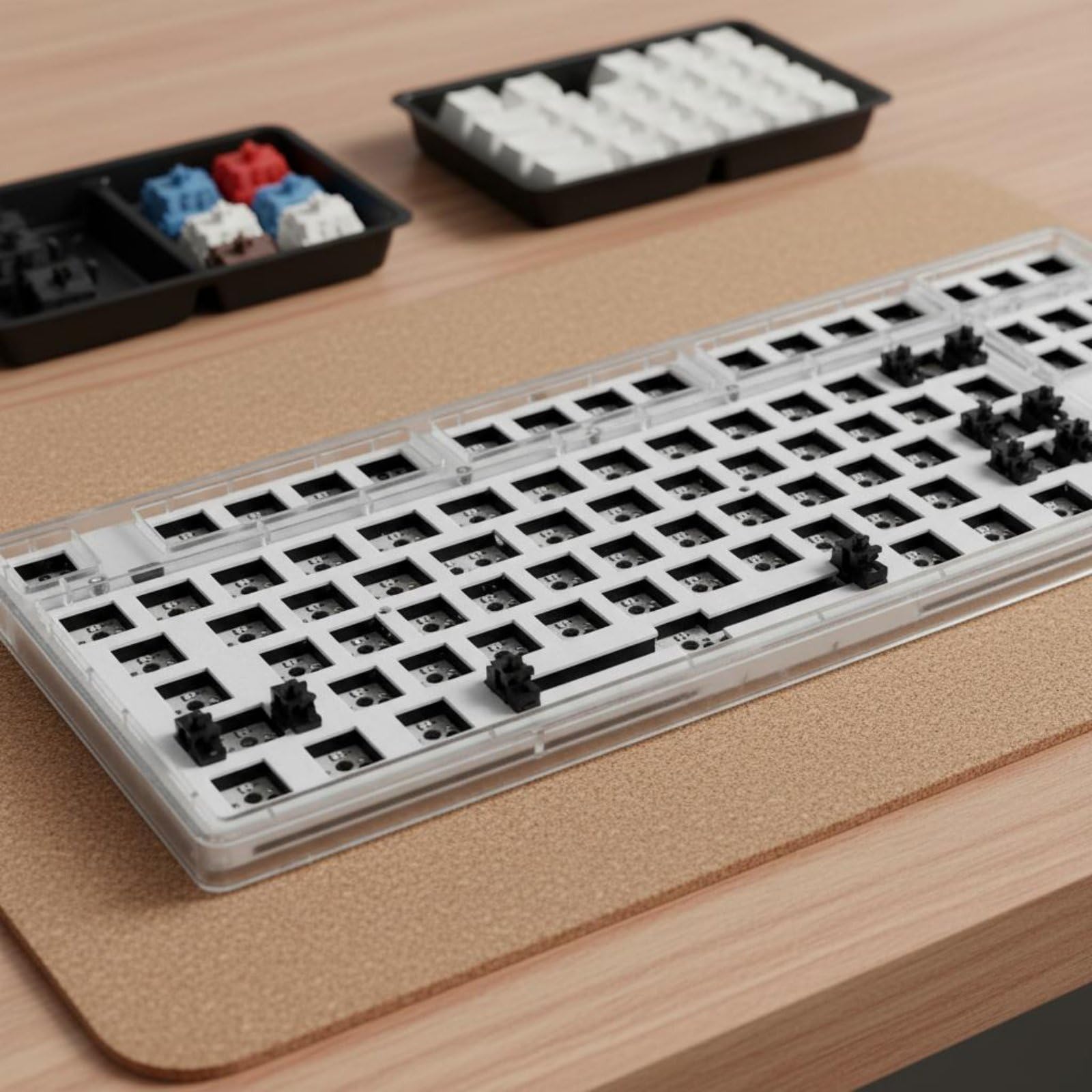 Qianly Kit Tastiera Meccanica Telaio Base Retroilluminazione RGB Base Tastiera TKL 87 Tasti Batteria Ricaricabile Integrata Periferica Computer per Scrivania, Black