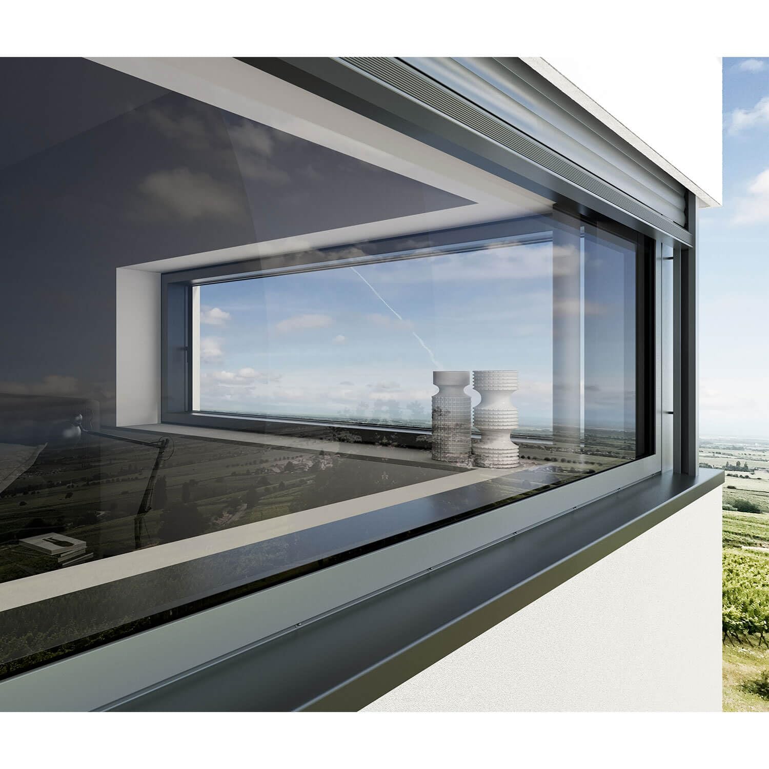 jetLINE Aluminium Fensterbank außen - nach Maß inkl. Putzabschluss, Klinkerabschluss oder Alu-Gleitabschluss - individueller Zuschnitt - bis 3 m (Anthrazit, T x L | 13 x 100 cm)