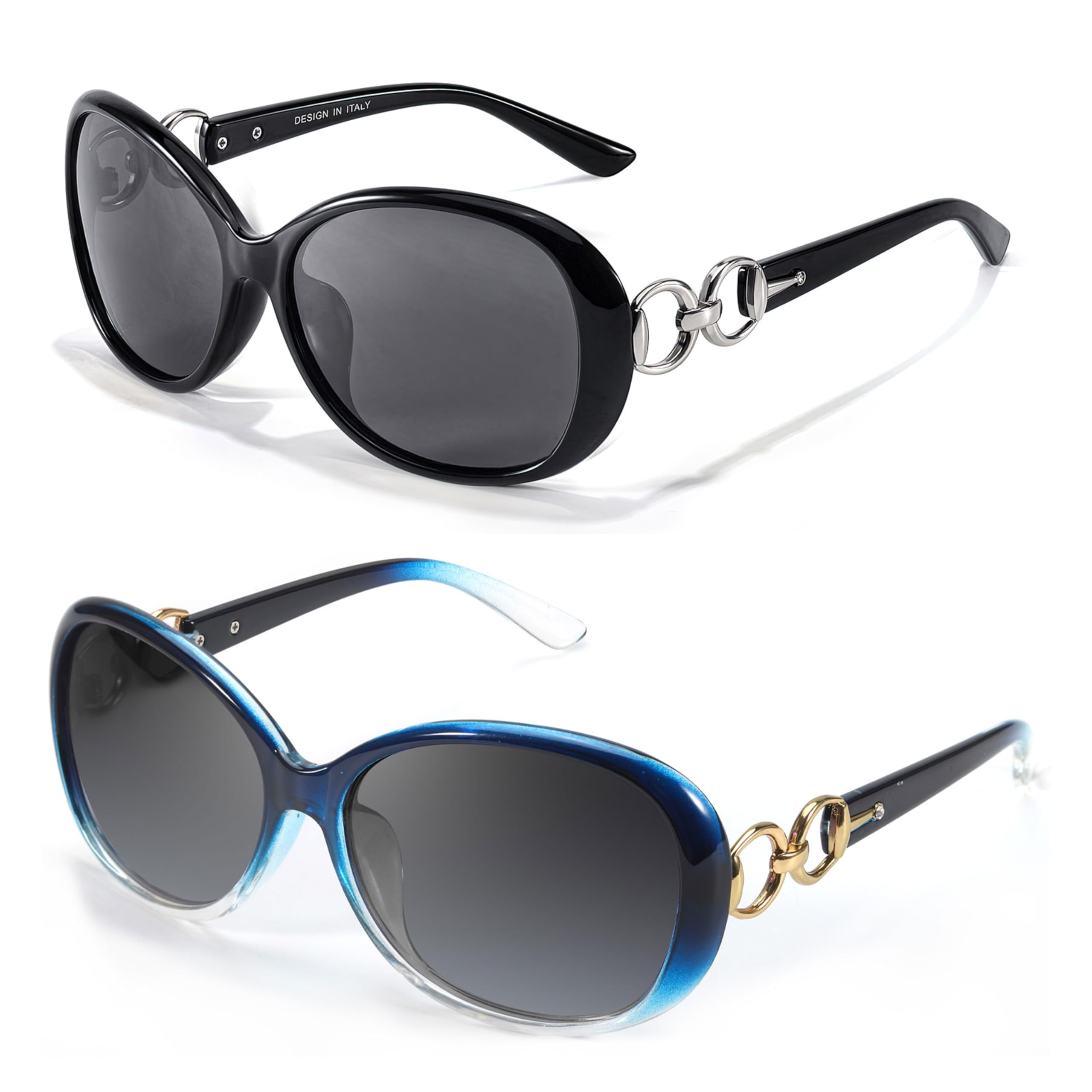 LVIOE 2P Sonnenbrille Damen Übergröße Stilvoller UV-Schutz mit polarisierten Gläsern für Außenaktivitäten