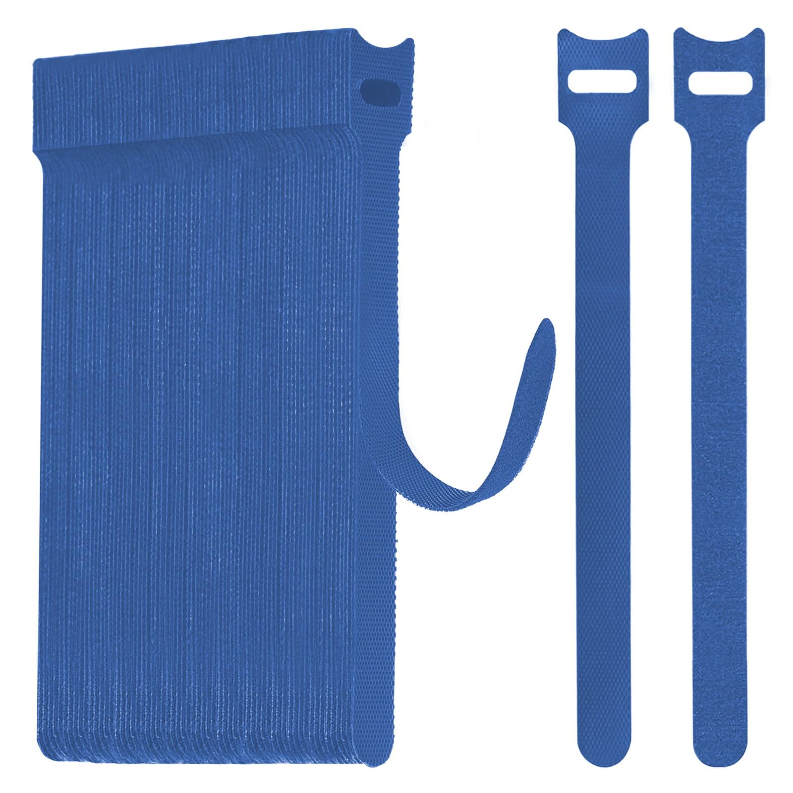 WSZJINB 70 Stück Klett Kabelbinder Wiederverschließbar, Blau Kabel Klettband Klettkabelbinder Wiederverwendbar, Kabelklett Klettverschluss Band für Kabelmanagement, Cable Organizer, Länge 15cm