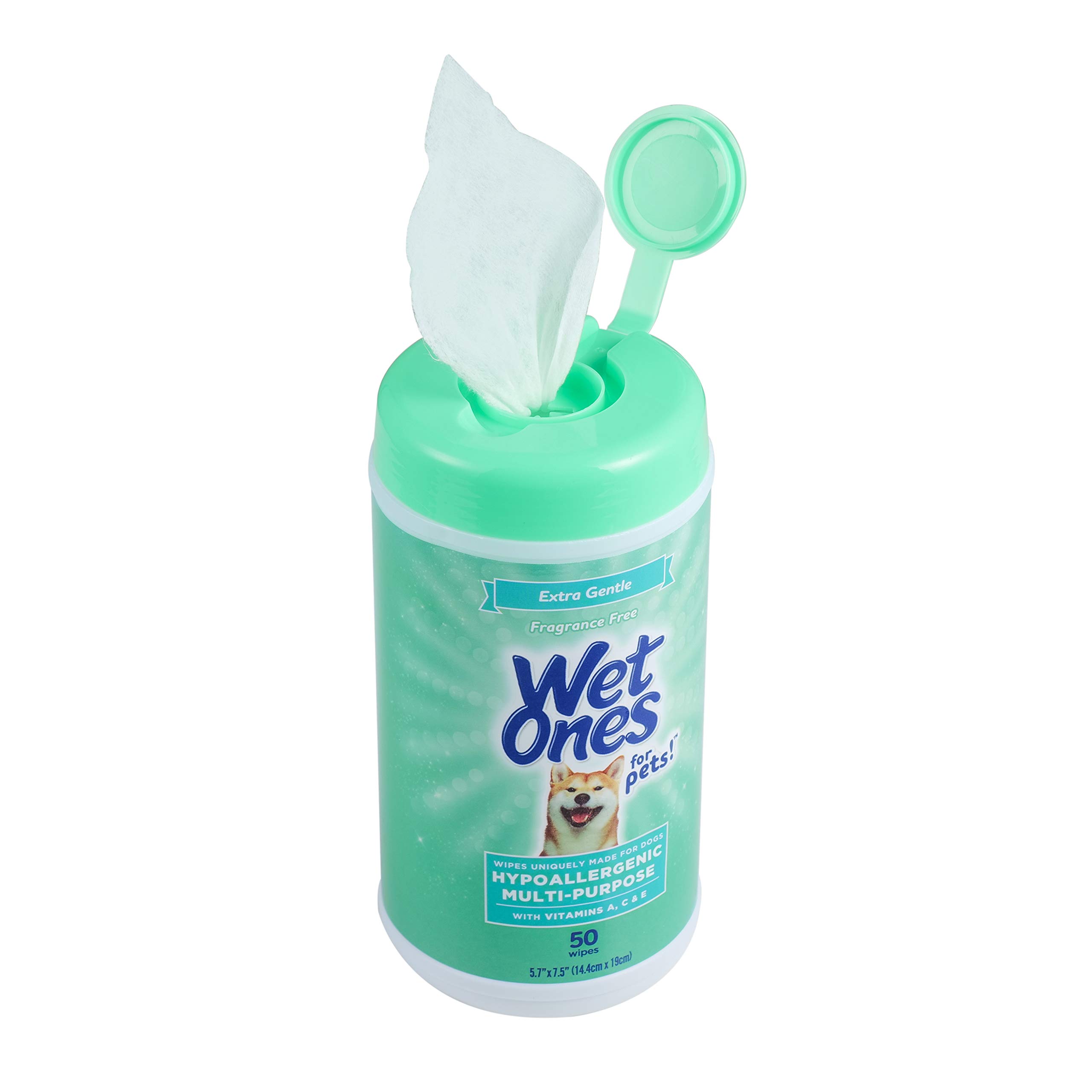 Wet Ones for Pets FF14365PCS12 Lot de 50 lingettes hypoallergéniques multi-usages avec vitamines A, C et E, sans parfum et hypoallergéniques pour tous les chiens