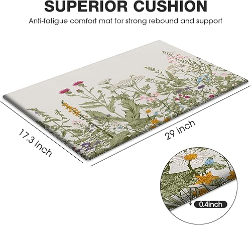 Miniatura 8 de MAYHMYO Tapete de cocina azul dorado antifatiga, antideslizante, impermeable, tapete de cocina y tapete de espuma viscoelástica para el suelo,