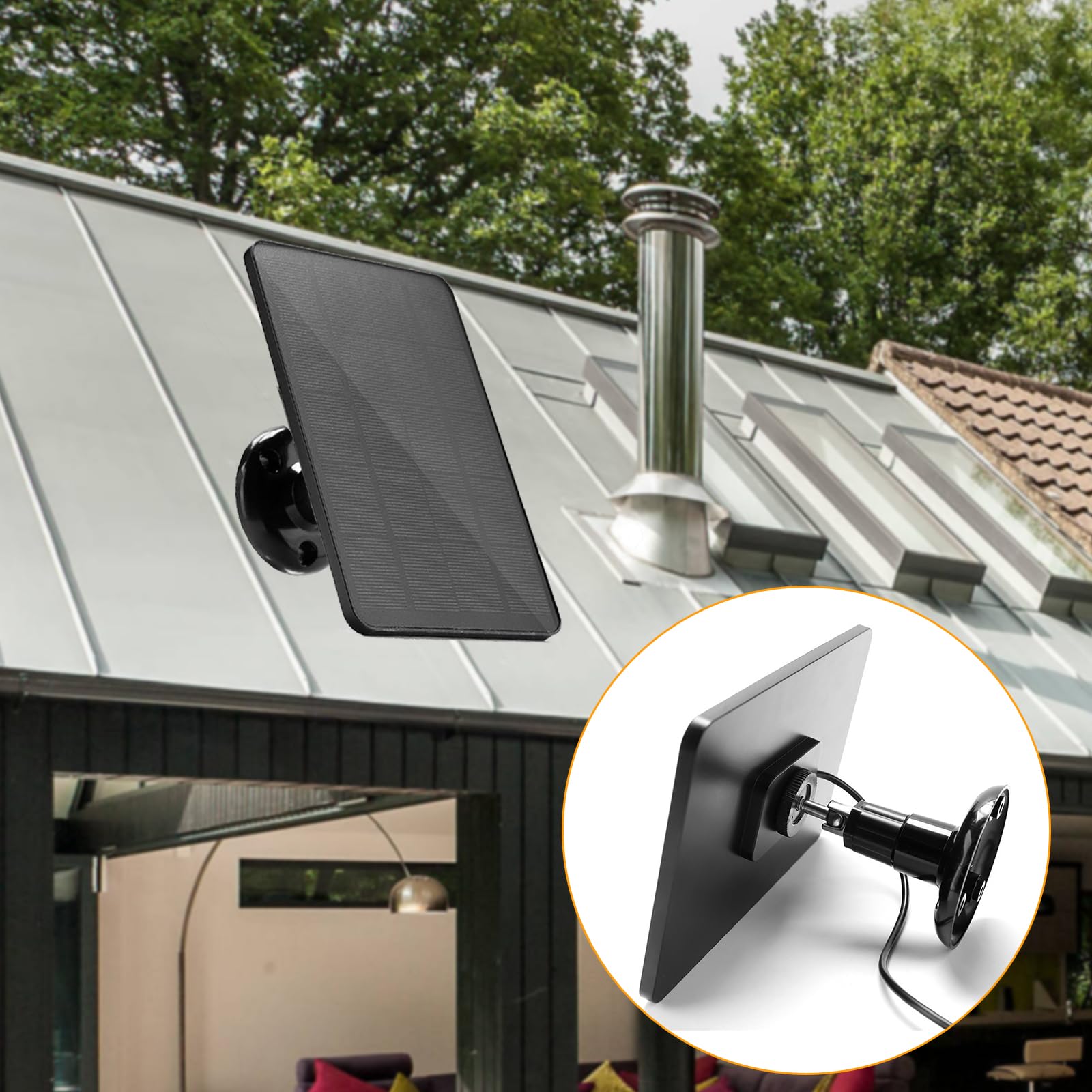 Decdeal Pannello Solare per Telecamera di Sicurezza IP6 Impermeabile Potenza Continua Regolabile a 360 Gradi con Pannelli solari di Ricarica da 10 W 5 V