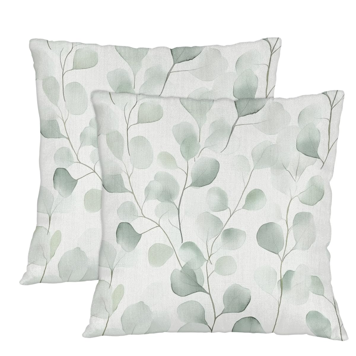 Housse de coussin eucalyptus 61x61 cm en tissu durable au design bohème chic