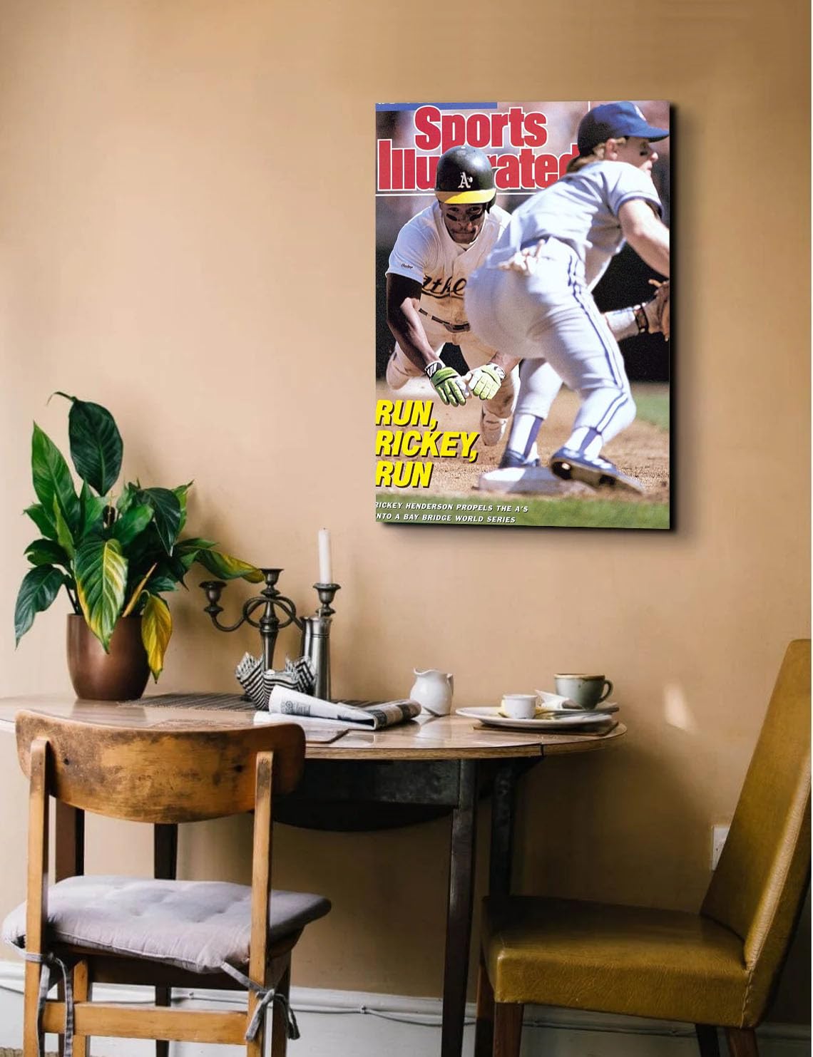 GADGETS WRAPGADGETS WRAP Canvas Gallery Wrap Framed for Home Office Studio Living Room Decoration (14x22inch) - Oakland Athletics Rickey Henderson (2)