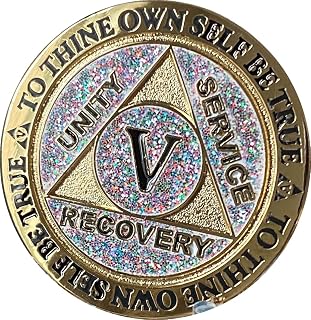 5 Year AA Medallion Reflex Birthday Funfetti Silver Glitter Gold Plated Color Chip