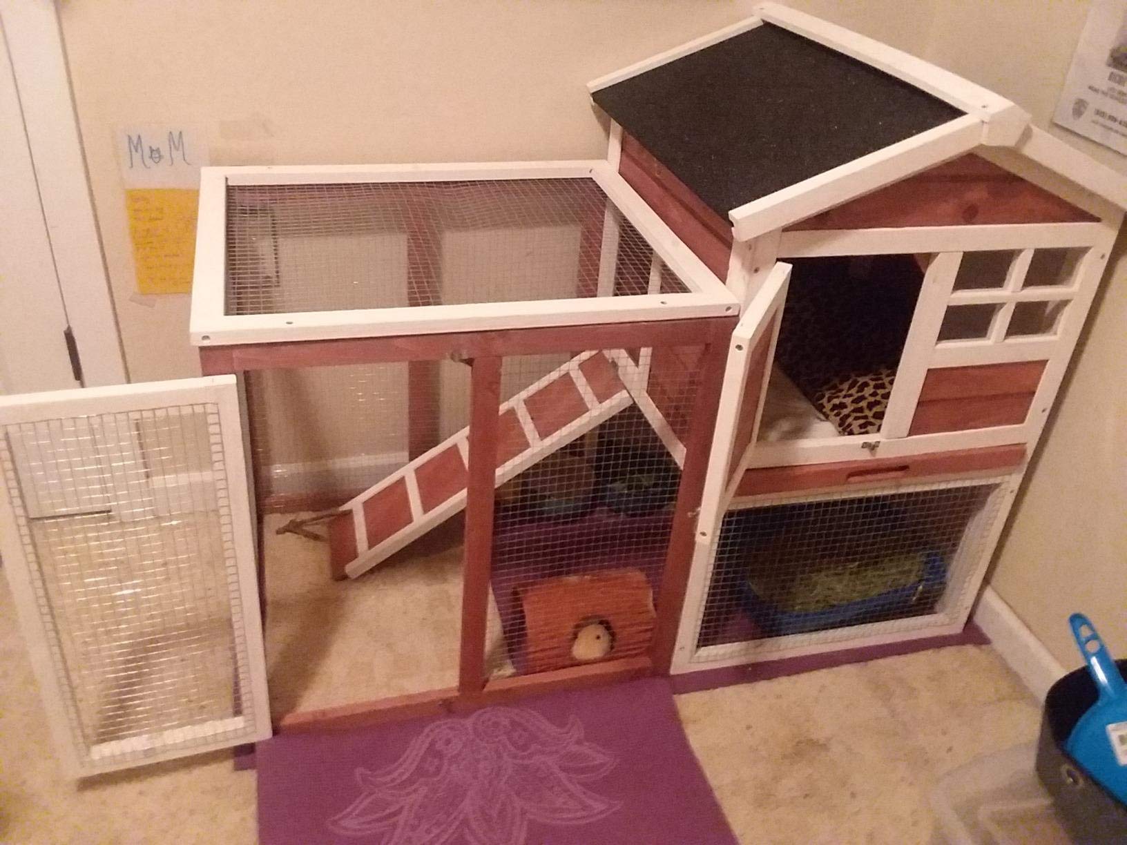 PURLOVE Rabbit Hutch Cage, Bunny House, Guinea Pig Hutch Cage with Hide