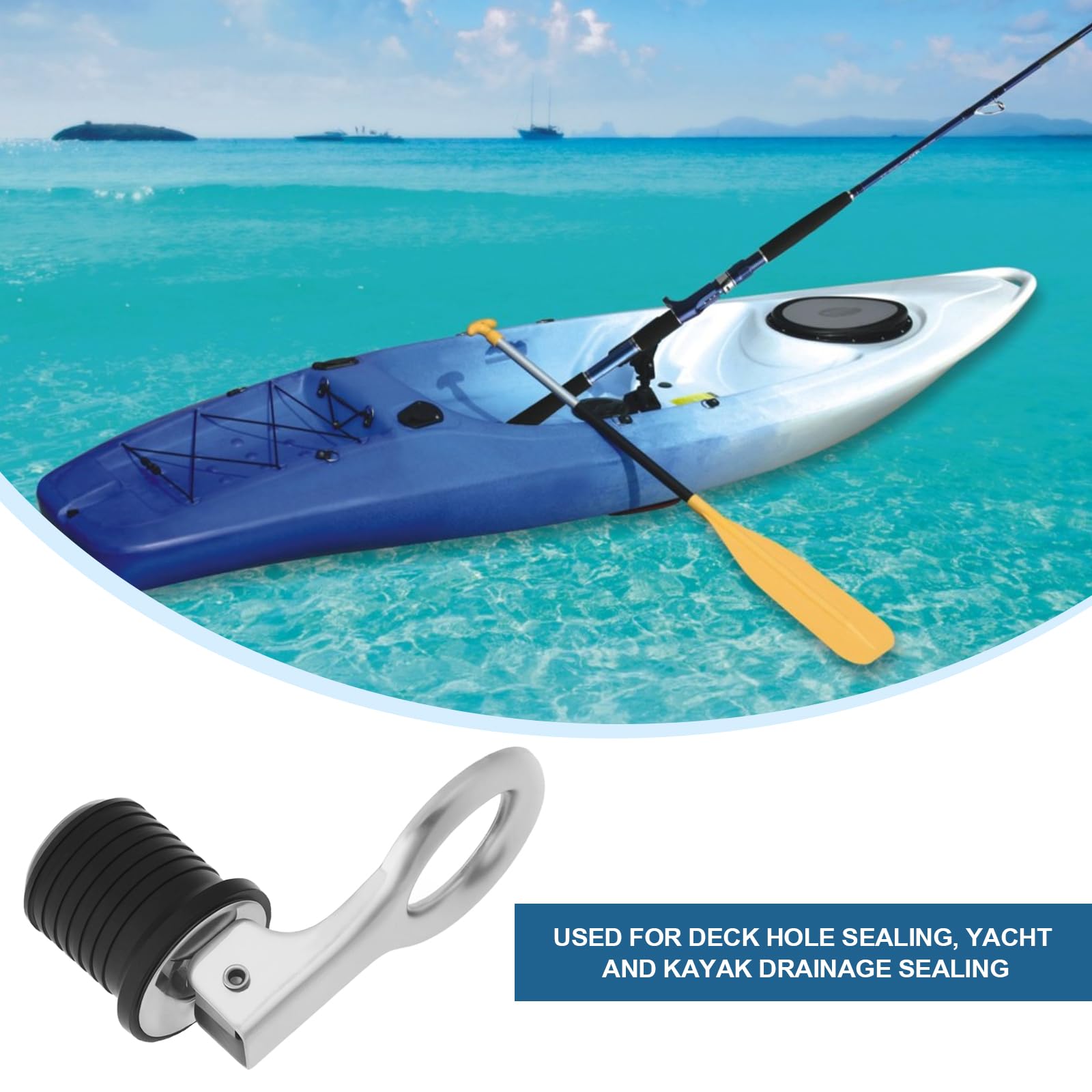 EMSea 2 x 23 mm Gummi-Bootsstopfen, Edelstahl, Marine-Bilgenstopfen, Boote, Ablaufstopfen, Schnellentriegelung, Ablaufstopfen mit Edelstahlgriff