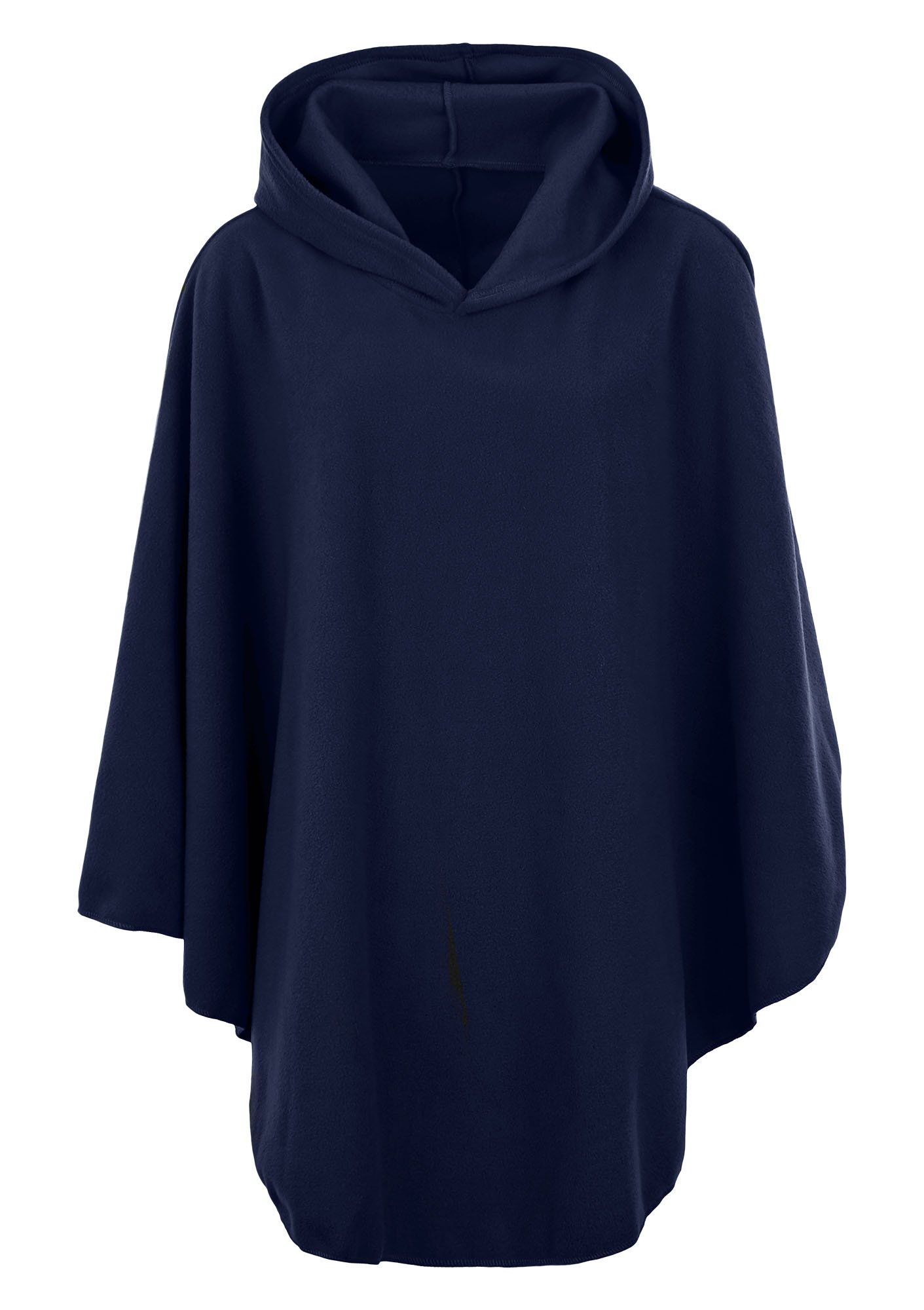 Kk Fashion Lines Women's Navy Fleece Poncho Capes Hooded Anti Pill Fleece Cosy Winter Warm (, One Size)