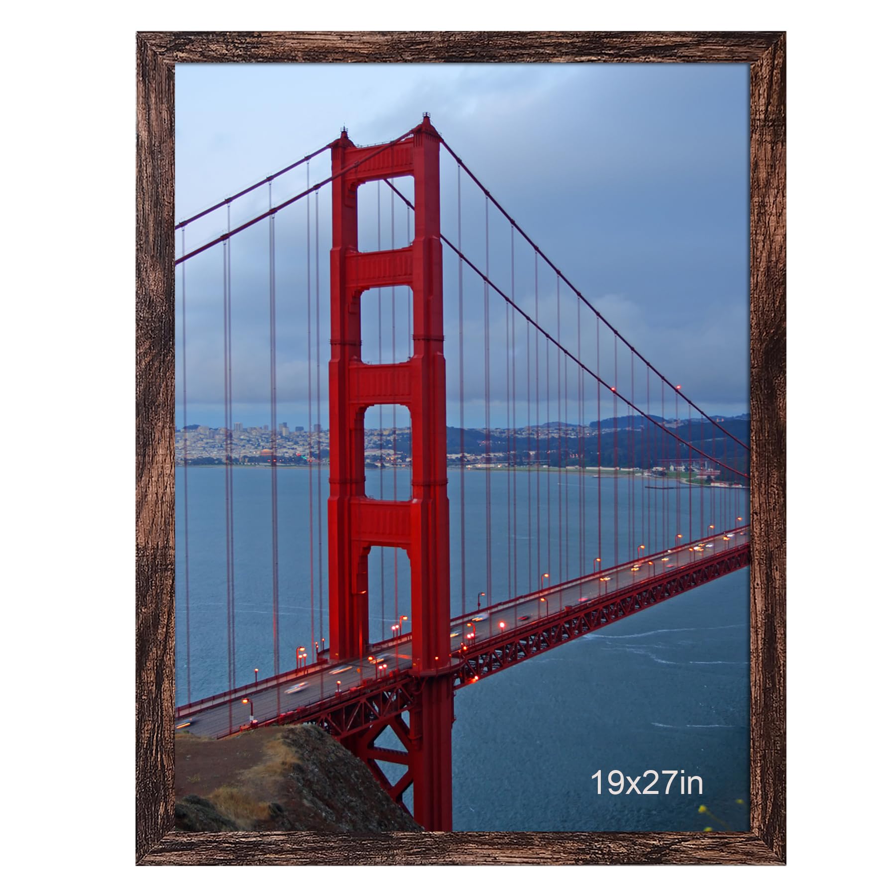 Photo 1 of [Frame is broken] BESCRCL 19x27 Picture Frame Puzzle Brown, Poster Frames Wall Hanging, Display Pictures 19 x 27 without Mat, 1 Pack