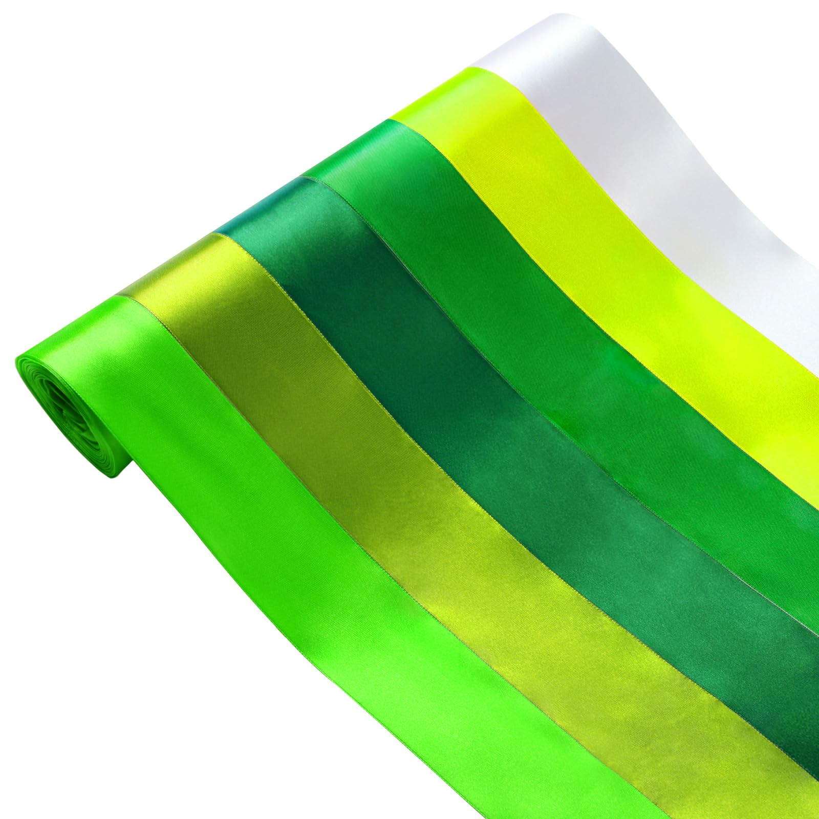Surflyee 6 Rolls 50MM Wide Green Satin Ribbons, 60M Thick Ribbon Wide, Ribbons for Gift Wrapping Crafting, Wedding Cars