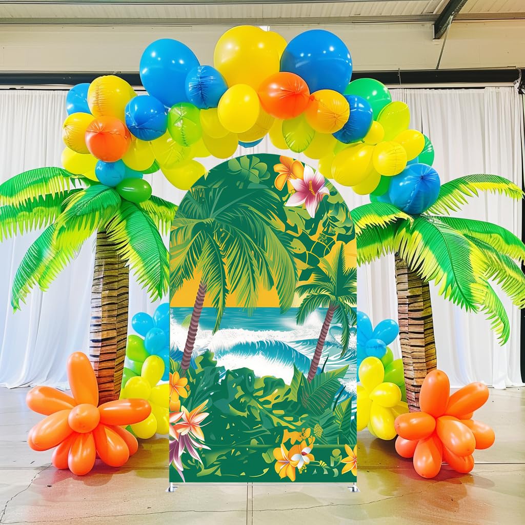 Kamehameha Day Themed Elastic Arches Backdrop Cover,Hawaiian Celebration Tropical Event Decor King Kamehameha Party Prop, Luau Party Backdrop (6 *