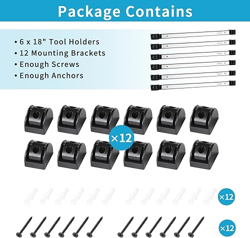 Miniatura 7 de Rechabite 6 Piezas Tiras Magnéticas de Soporte de Herramientas de 18", Barra Magnética de Herramienta de Superficie de Acero Inoxidable, Estante