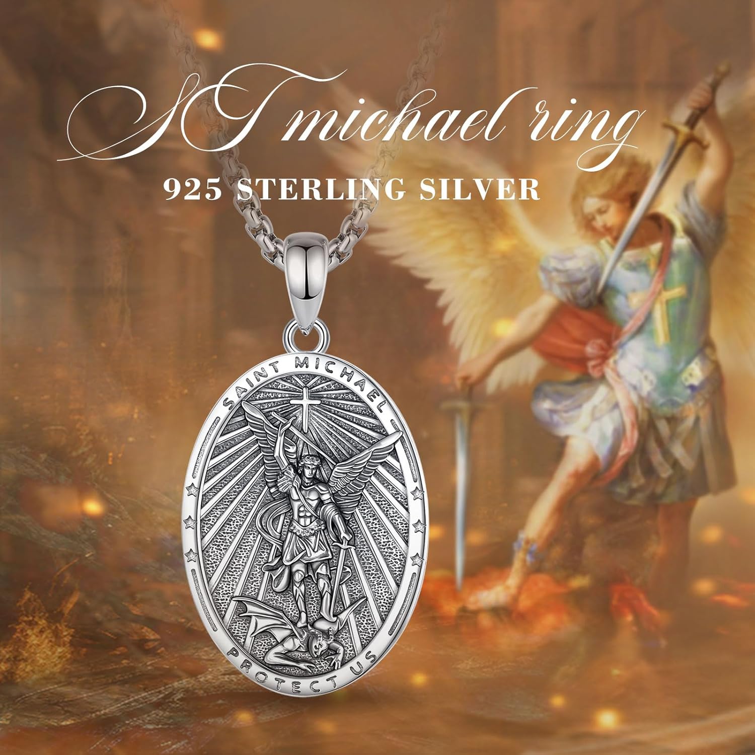 CELESTIA 925 Sterling Silver St. Michael/St. Christopher/St. Benedict/St. Gabriel/Virgin Mary/Jesus/Caravaca/Metatron/Seal of Seven Archangel Medals for Men Women Religious Gifts - Image 9