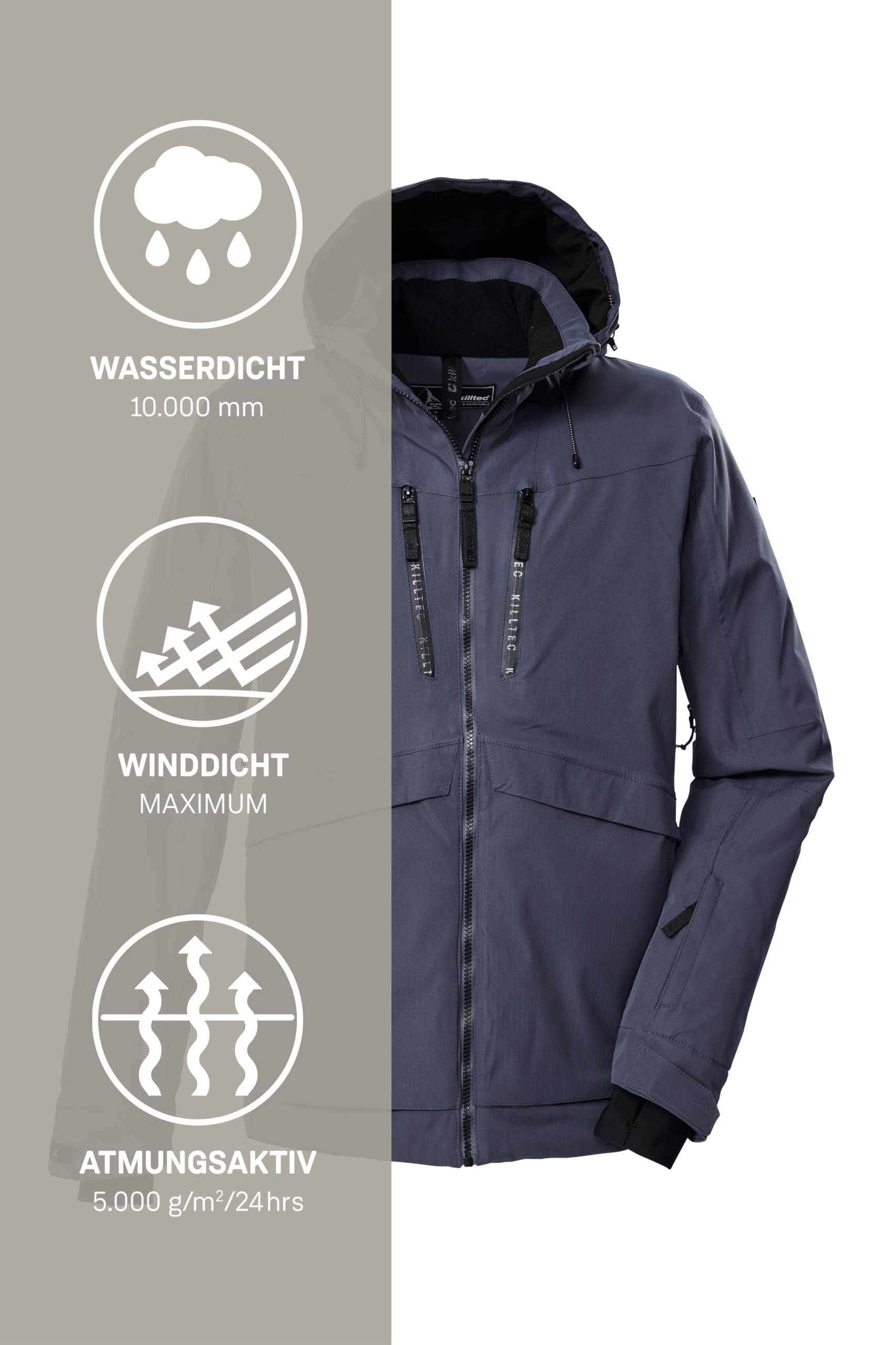 Killtec Ksw 55 Mn Ski Jckt Giacca da sci/giacca funzionale con cappuccio, paraneve e ventilazione ascellare Uomo