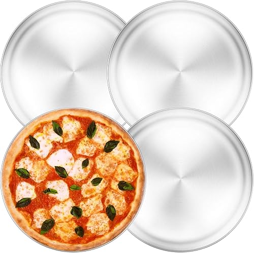 Sartén para pizza, juego de sartenes de acero inoxidable de 13 pulgadas, bandeja grande para horno de pizza para hornear, saludable y resistente,