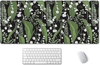 SSOIU Desk Mat, Extended Gaming Mouse Pad 35.5x15.7 in, Large Non-Slip Rubber Base Mousepad with Stitched Edges, Waterproof Keyboard Mouse Mat Desk Pad for Work, Game, Office, Home - Floral Botanical