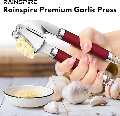 Miniatura 7 de Rainspire Prensa de ajo de acero inoxidable de alta calidad, herramienta para picar ajos, herramienta trituradora de ajo, trituradora de ajos,