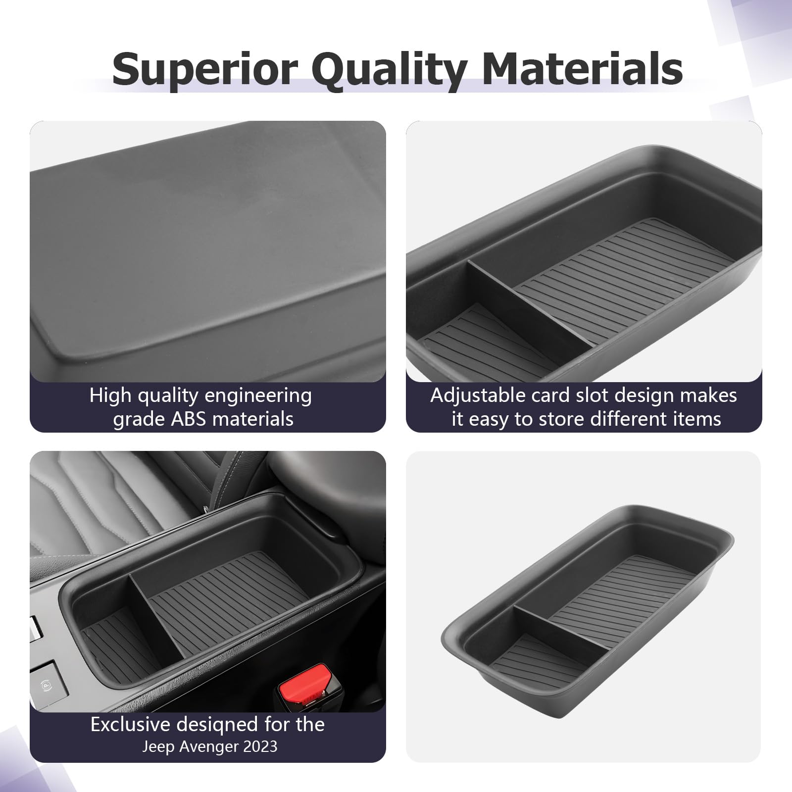 LUWU Compatibile con Jeep Avenger 2023 2024 2025 2026 EV Hybrid Organizer Portaoggetti per Console Centrale Vassoio Sotto il Bracciolo Accessori Avenger