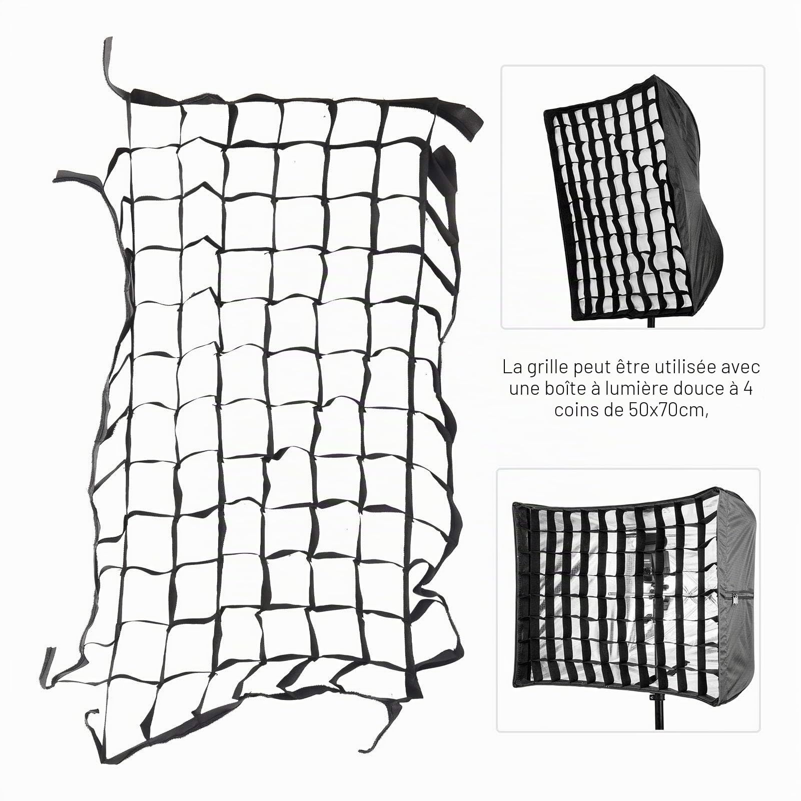 Grille en Nid d'abeille pour Softbox Pliable, 50x70 cm, Accessoire de Studio Photographique
