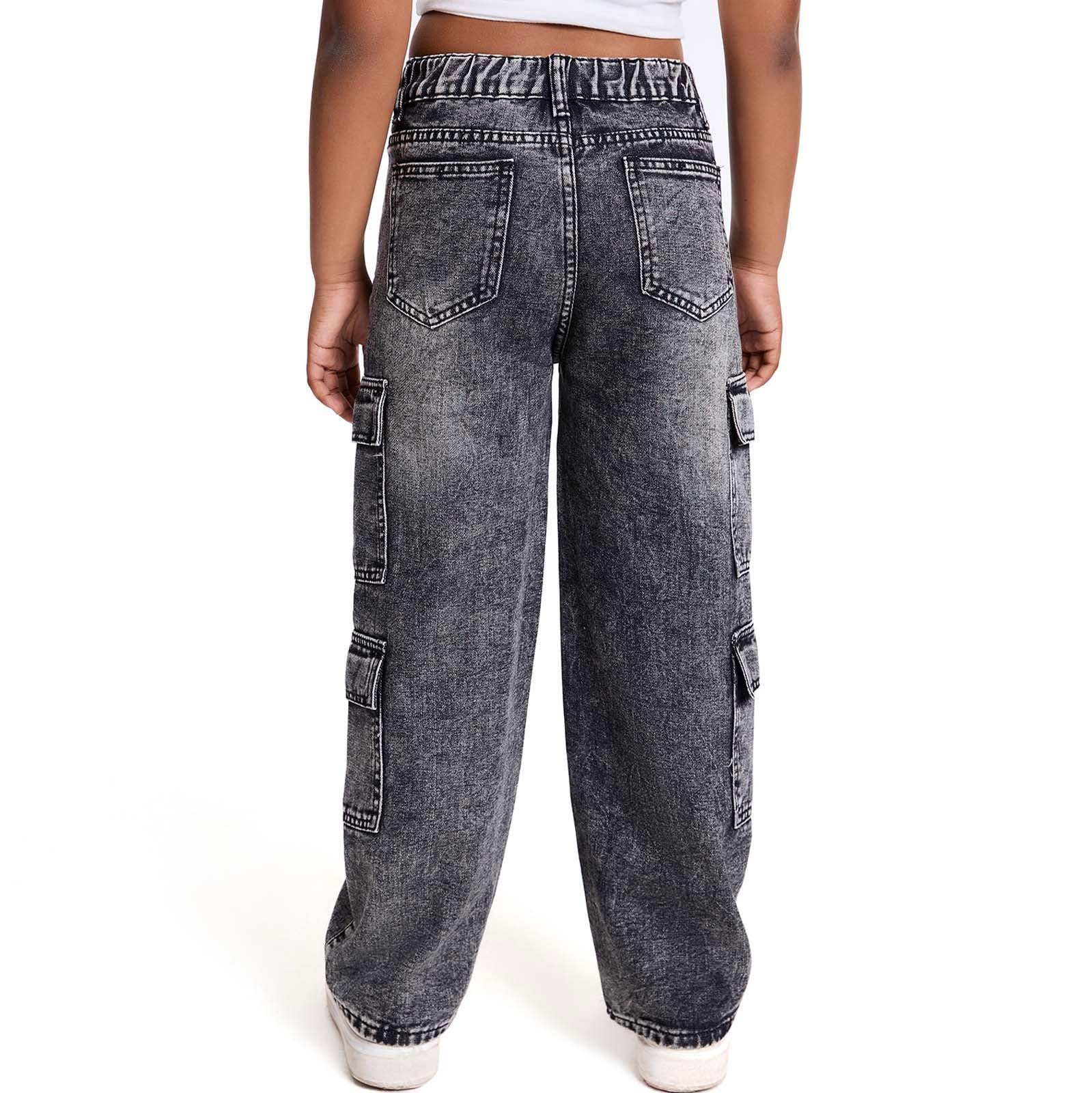 Vaqueros Niña 6-13 Años Anchos Rectos Pantalón Vaquero Adolescentes Chica Elasticos Cómodos Streetwear Jeans Pantalones Vaqueros de Trabajo Denim Baggy Primavera 2026