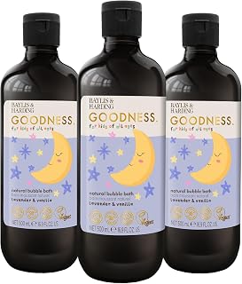 Baylis & Harding Goodness Kids Lavanda e Vaniglia Bagno di Bolle Naturale, 500 ml (Confezione da 3) - Vegano