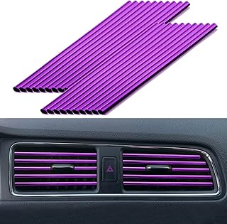 20 Pieces Car Air Conditioner Decoration Strip for Vent Outlet, Universal Waterproof Bendable Car Vent Outlet Trim Strip Chrome, Suitable for Most Air Vent Outlet, Car Accessories Interior (Purple)