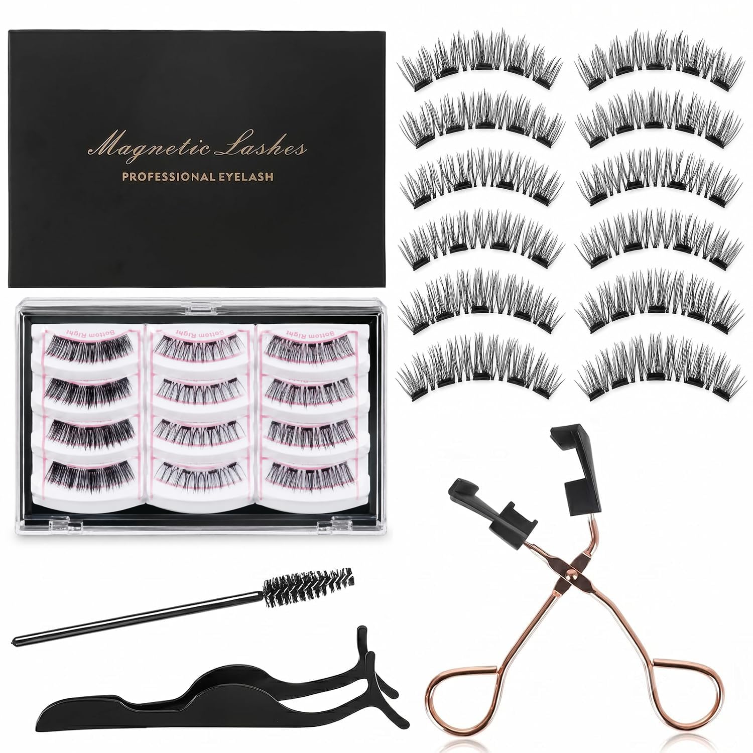 Magnetic Eyelashes with Applicator,6 Pairs Reusable False Lashes & Magnetic Lash Clip,No Glue Needed,Natural Look Daily Eye Makeup Set Magnetic Eyelashes with Applicator,6 Pairs Reusable False Lashes & Magnetic Lash Clip,No Glue Needed,Natural Look Daily Eye Makeup Set