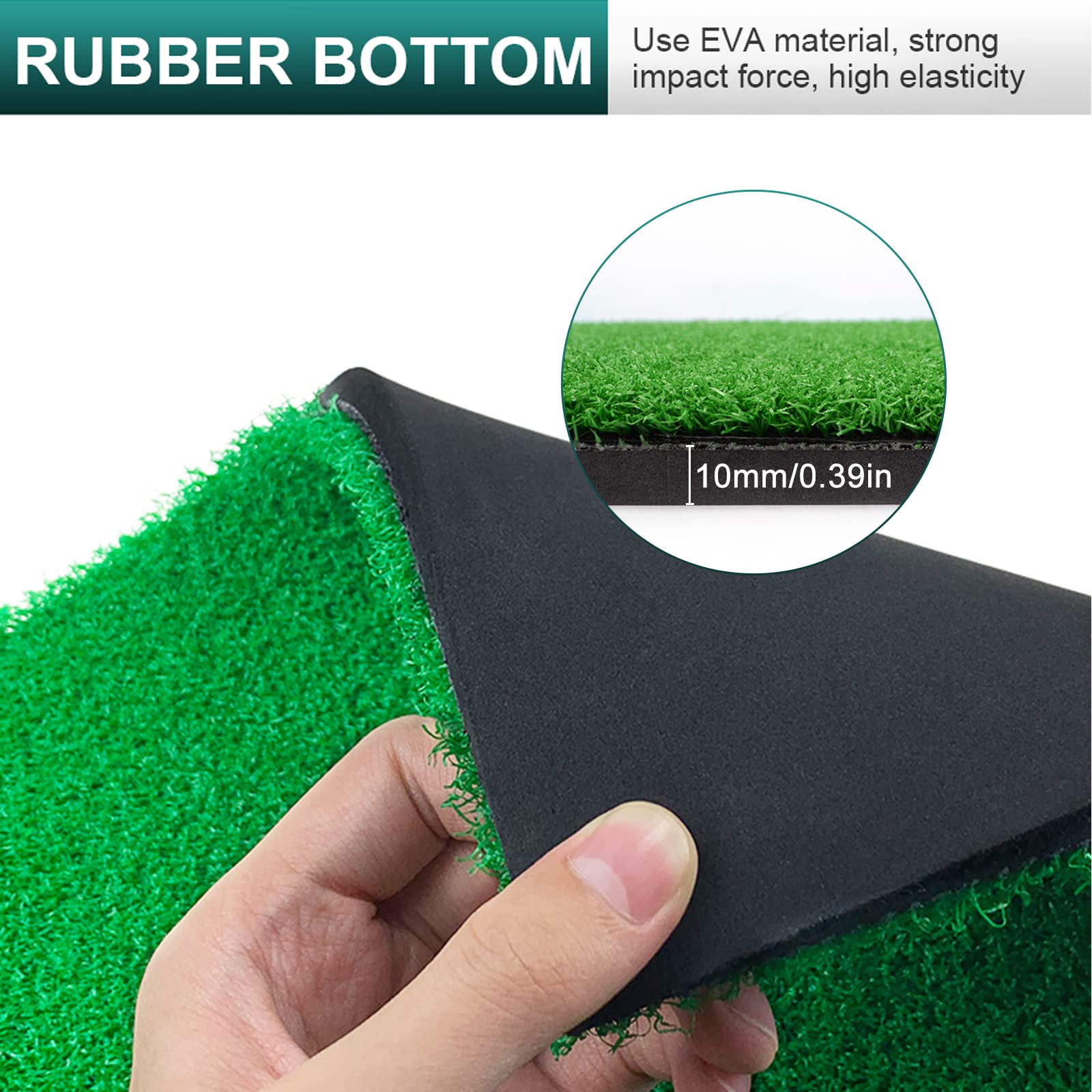 Esterilla de golf de 30 x 30 cm, alfombrilla de golf para interior y exterior, portátil, incluye para entrenamiento de putting (hierba corta)