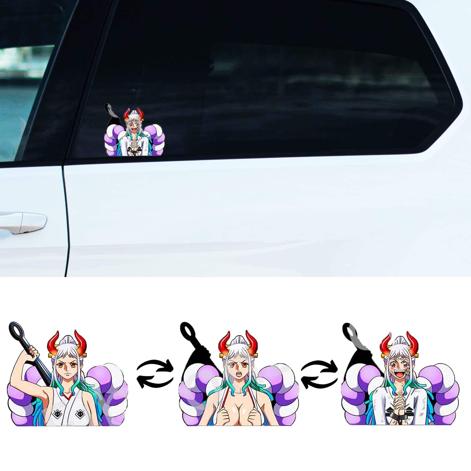 3D Anime Car Stickers for One Piece, Anime Water-Proof Car Decal for Japanese Manga Yamato, Motion Sticker for Automotive Computer Laptop Skateboard ipad Wall Decor Cool Stickers Anime Gifts(OP-8)