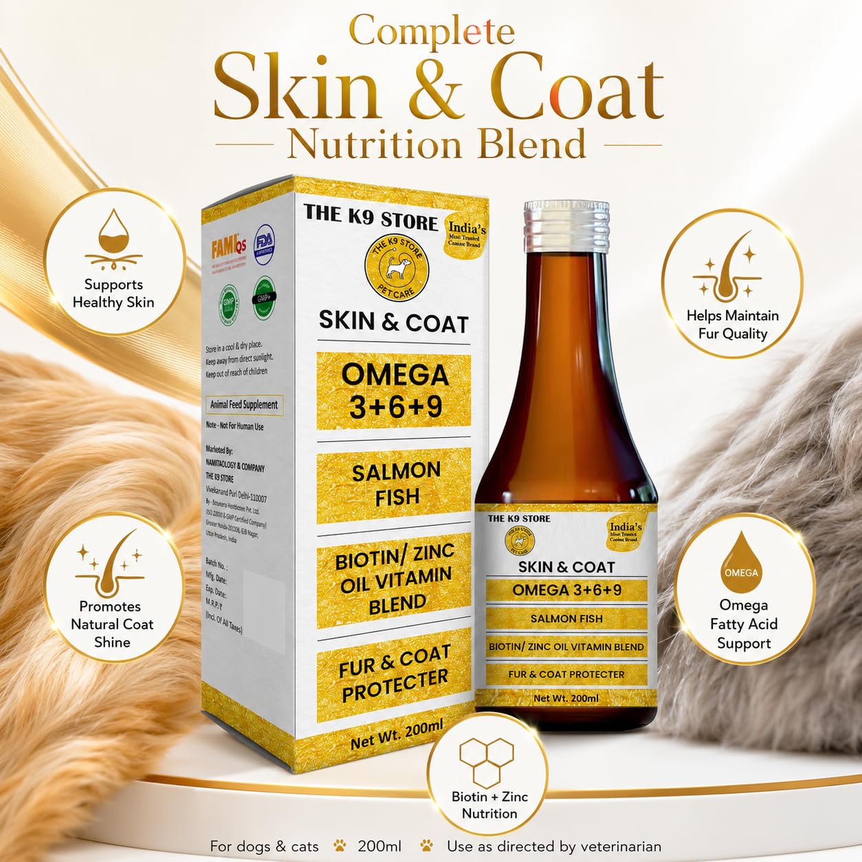 Mobi Skin & Coat Supplement for Dogs & Cats | Salmon Fish Oil with Omega 3 6 9, Biotin & Zinc | Dog Fish Oil Supplement for Healthy Skin, Shiny Coat & Hair Wellness | Liquid Formula 100 ML 3